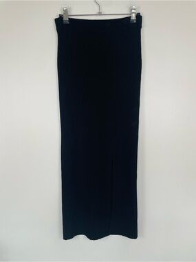 Zara Black Ribbed Knit Bodycon Midi Skirt XS Minimalist Capsule Quiet Luxury